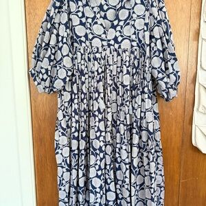Navy and White Cotton Dress